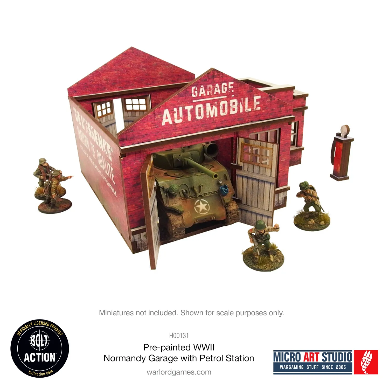 Bolt Action WW2 Normandy Garage with Petrol Station garage prépeint