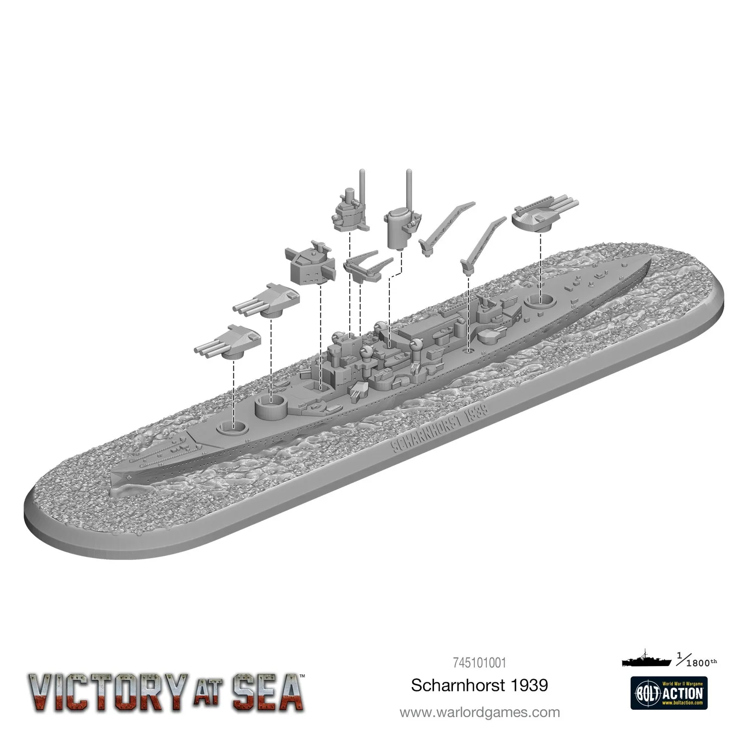Bolt Action Victory at Sea Scharnhorst navire en résine et métal