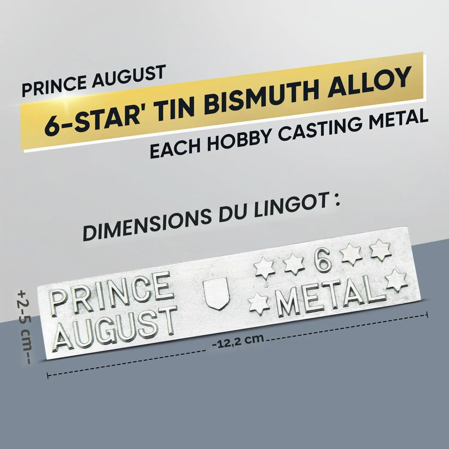 Prince August PA2084 métal de moulage 3 barres argenté