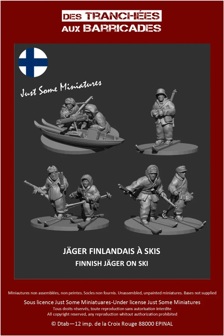 Des Tranchées aux Barricades Jäger finlandais à skis figurines résine 28mm