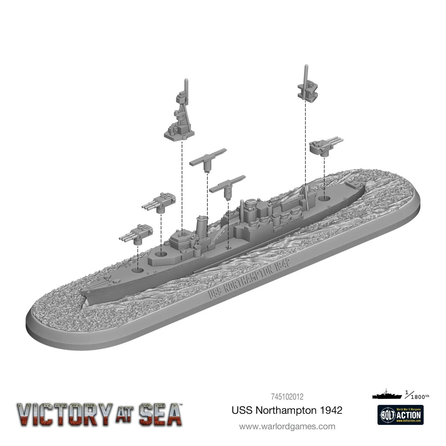 Warlord Games Victory at Sea USS Northampton 1942 croiseur