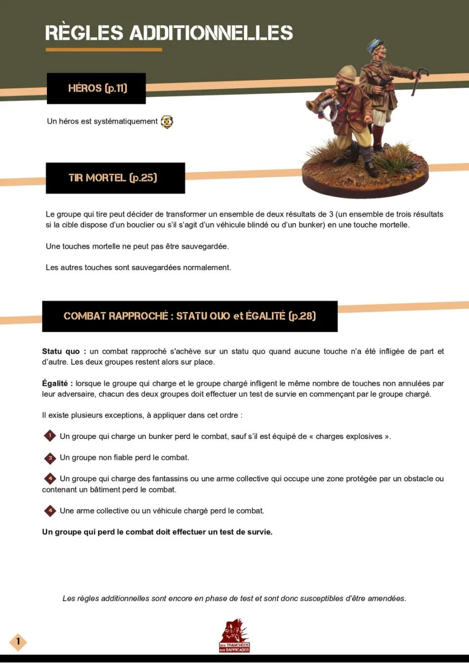 Des Tranchées aux Barricades Règles additionnelles FAQ jeu