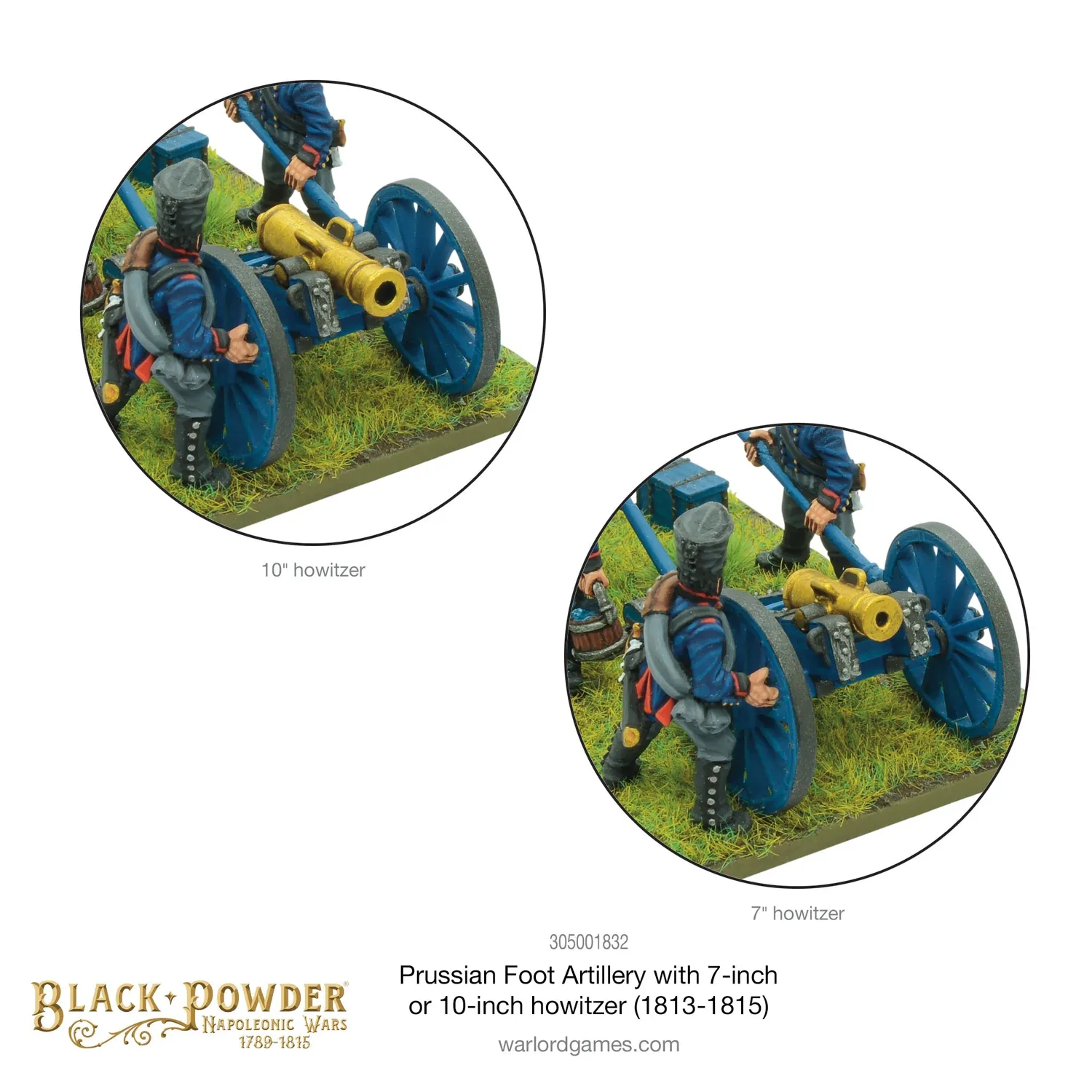 Bolt Action Napoleonic Prussian Foot Artillery with 7 or 10-inch Howitzer canon métal