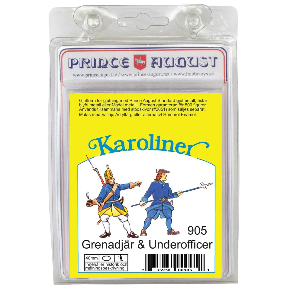 Prince August Karoliner Grenadier Officier PAS905 moule 40mm métal