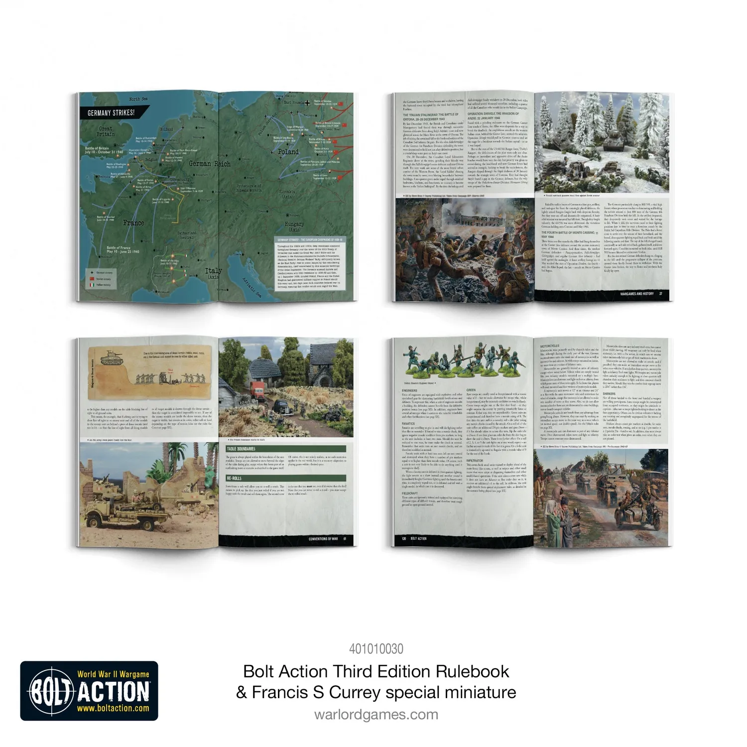 Bolt Action Third Edition livre de règles + figurine Currey