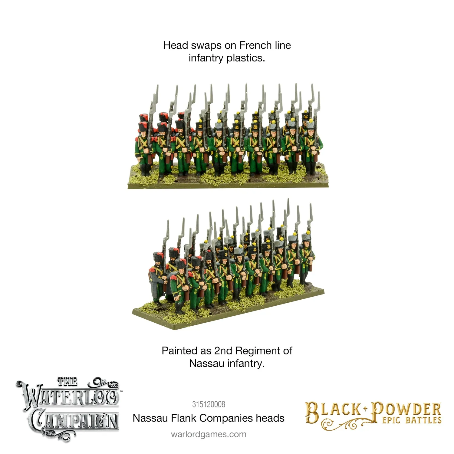 Bolt Action Black Powder Epic Battles Nassau Flank Companies heads têtes de figurines 20 pièces résine