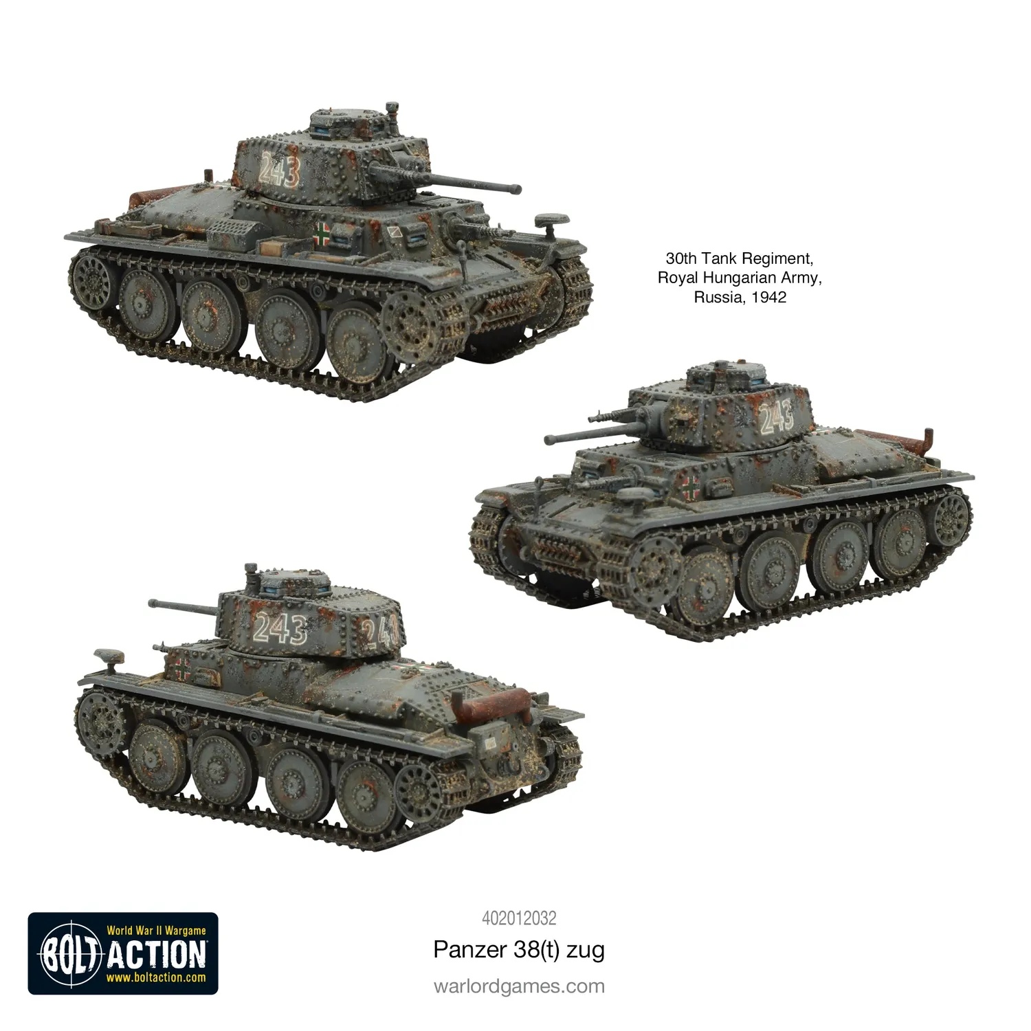 Bolt Action Panzer 38(t) Zug peloton de chars plastique