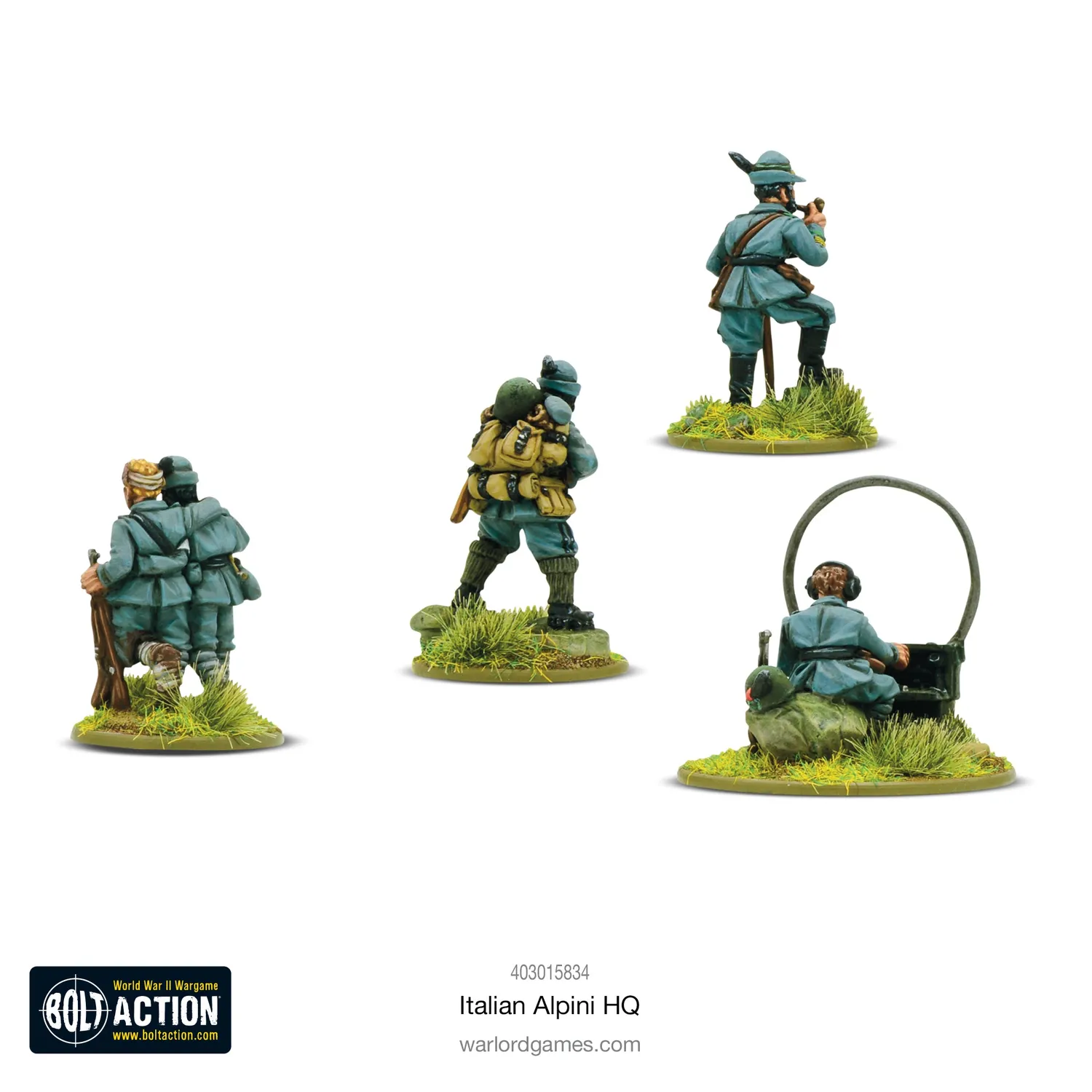Bolt Action Alpini HQ QG italien 4 figurines métal 28mm