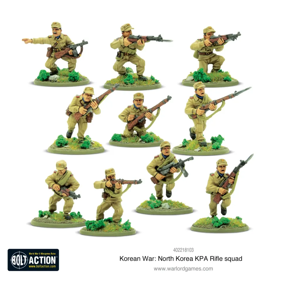 Bolt Action Korean War KPA Rifle Squad figurines 10 métal