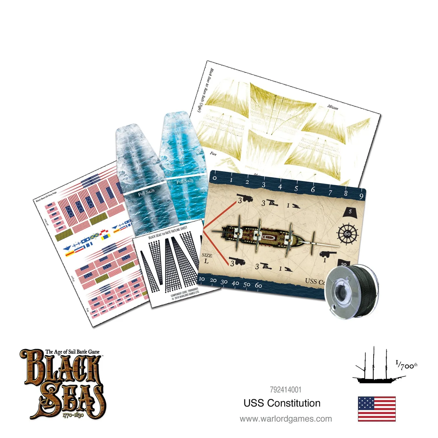 Bolt Action Black Seas USS Constitution frégate résine métal