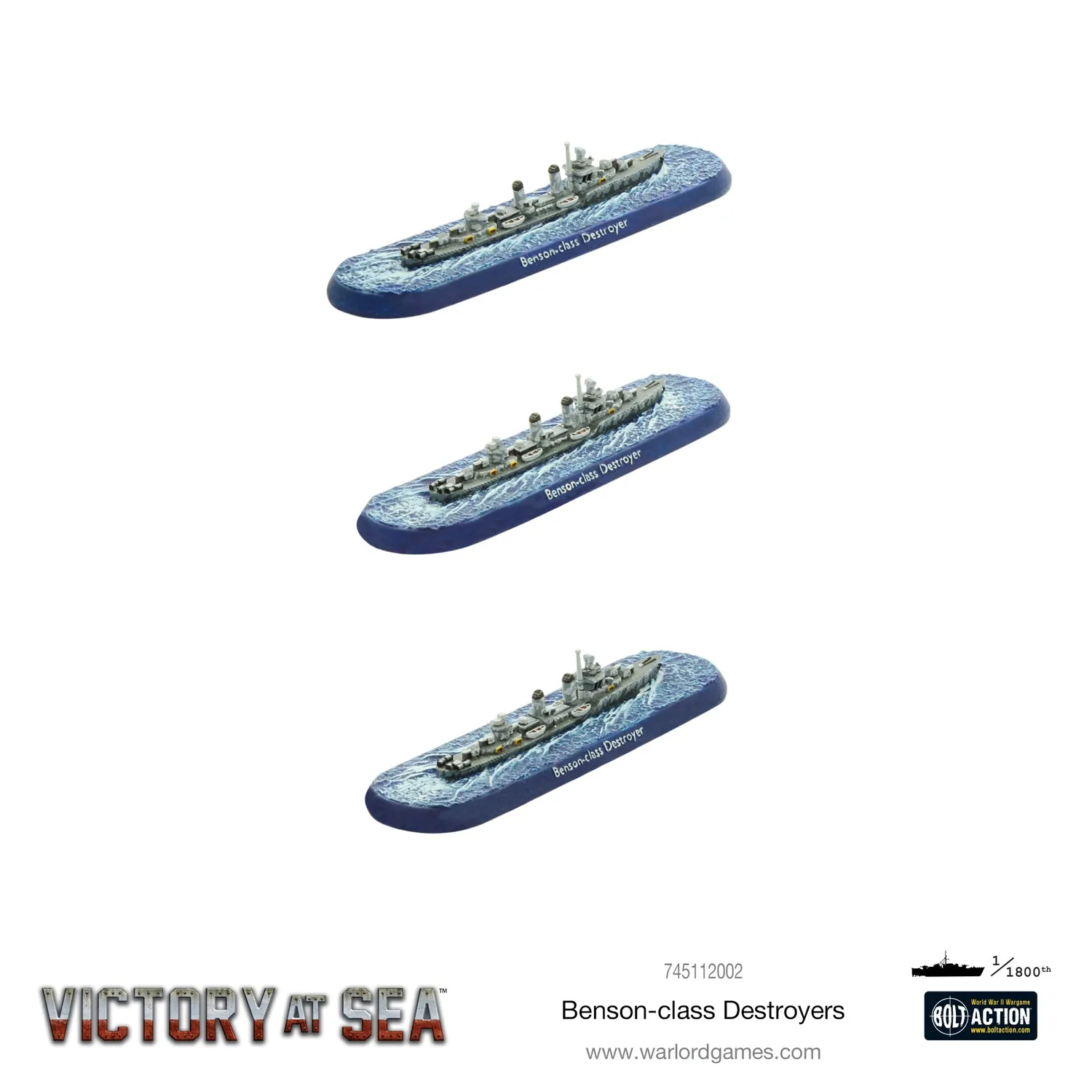 Bolt Action Victory At Sea Benson-Class Destroyers navires 3 modèles