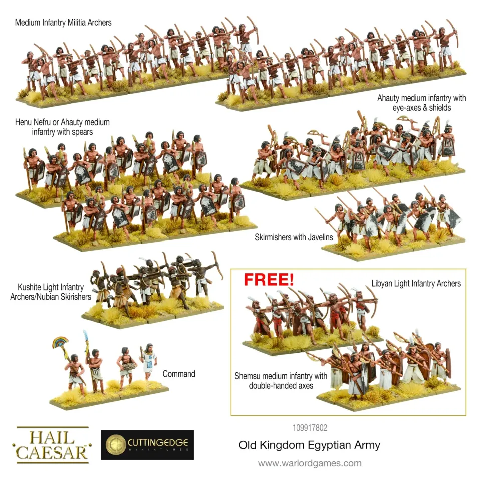 Hail Caesar Old Kingdom Egyptian Army figurines infanterie x108