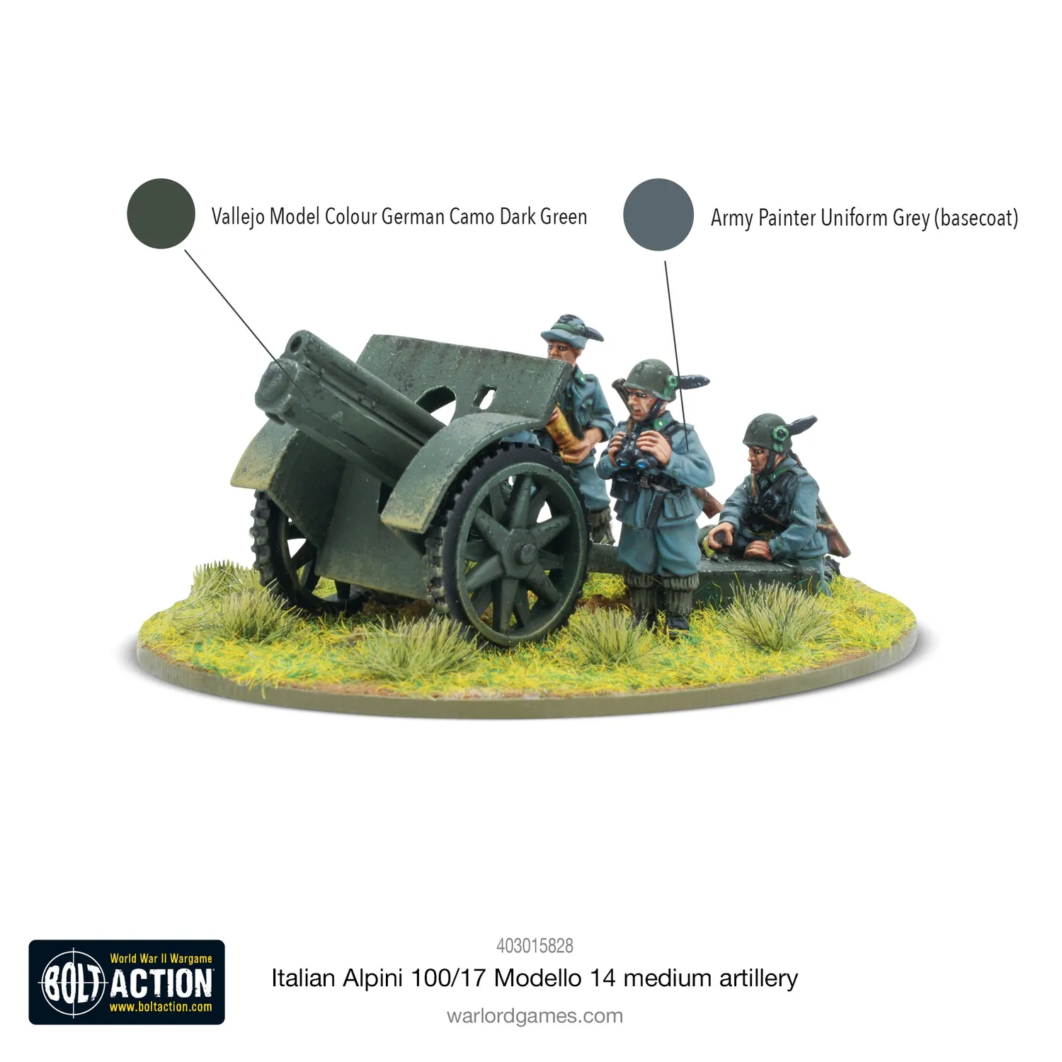 Bolt Action Italian Alpini 100/17 Modello 14 canon d’artillerie métal