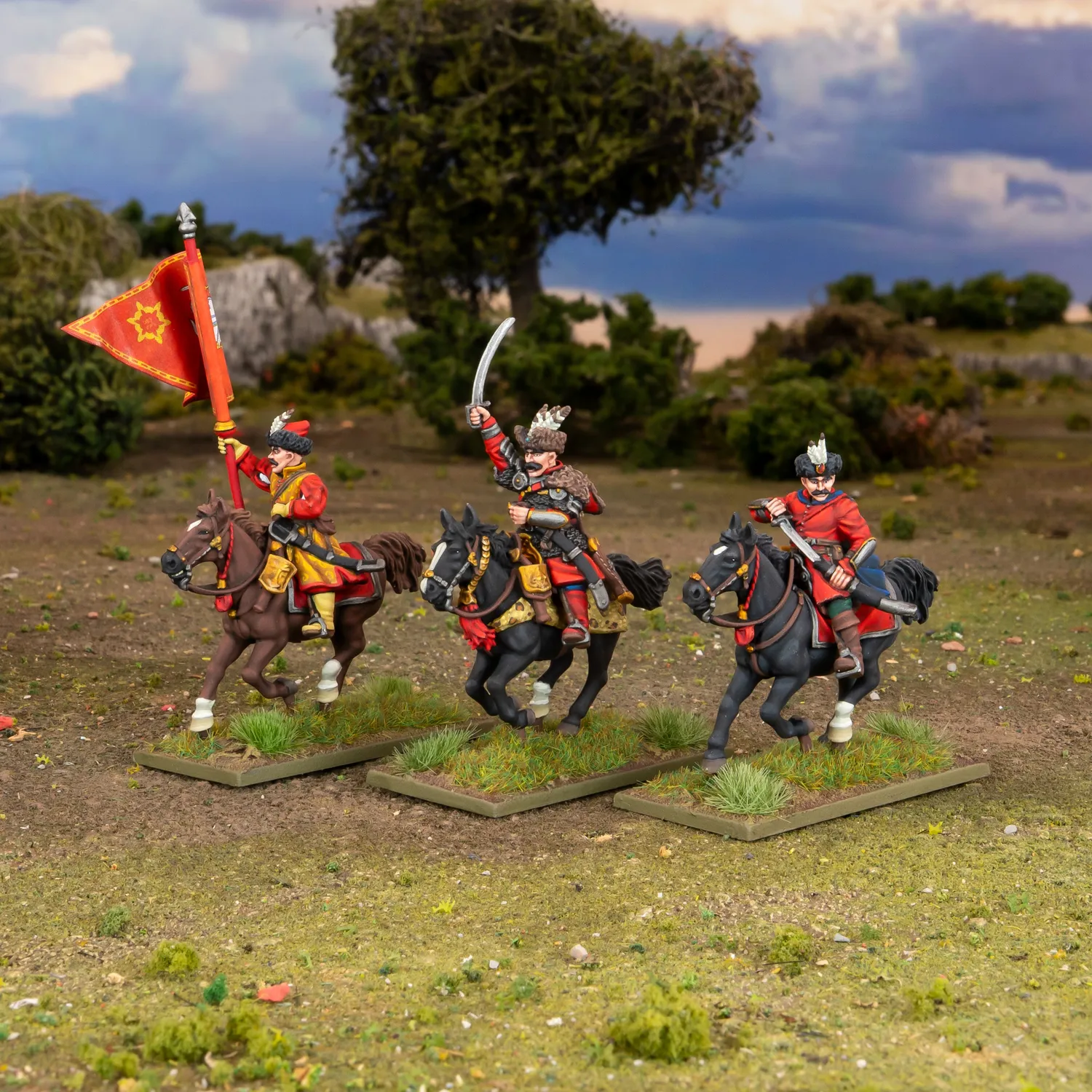 Bolt Action Pike & Shotte Polish-Lithuanian levy cavalry command figurines métal x3