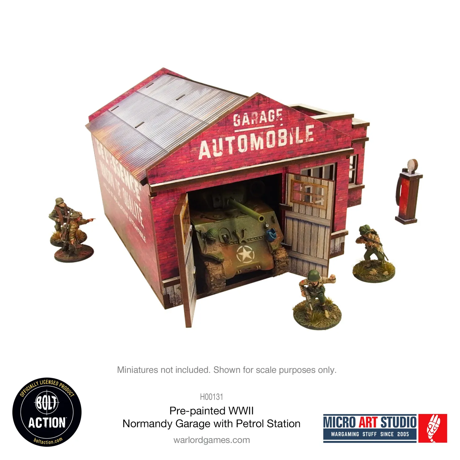Bolt Action WW2 Normandy Garage with Petrol Station garage prépeint