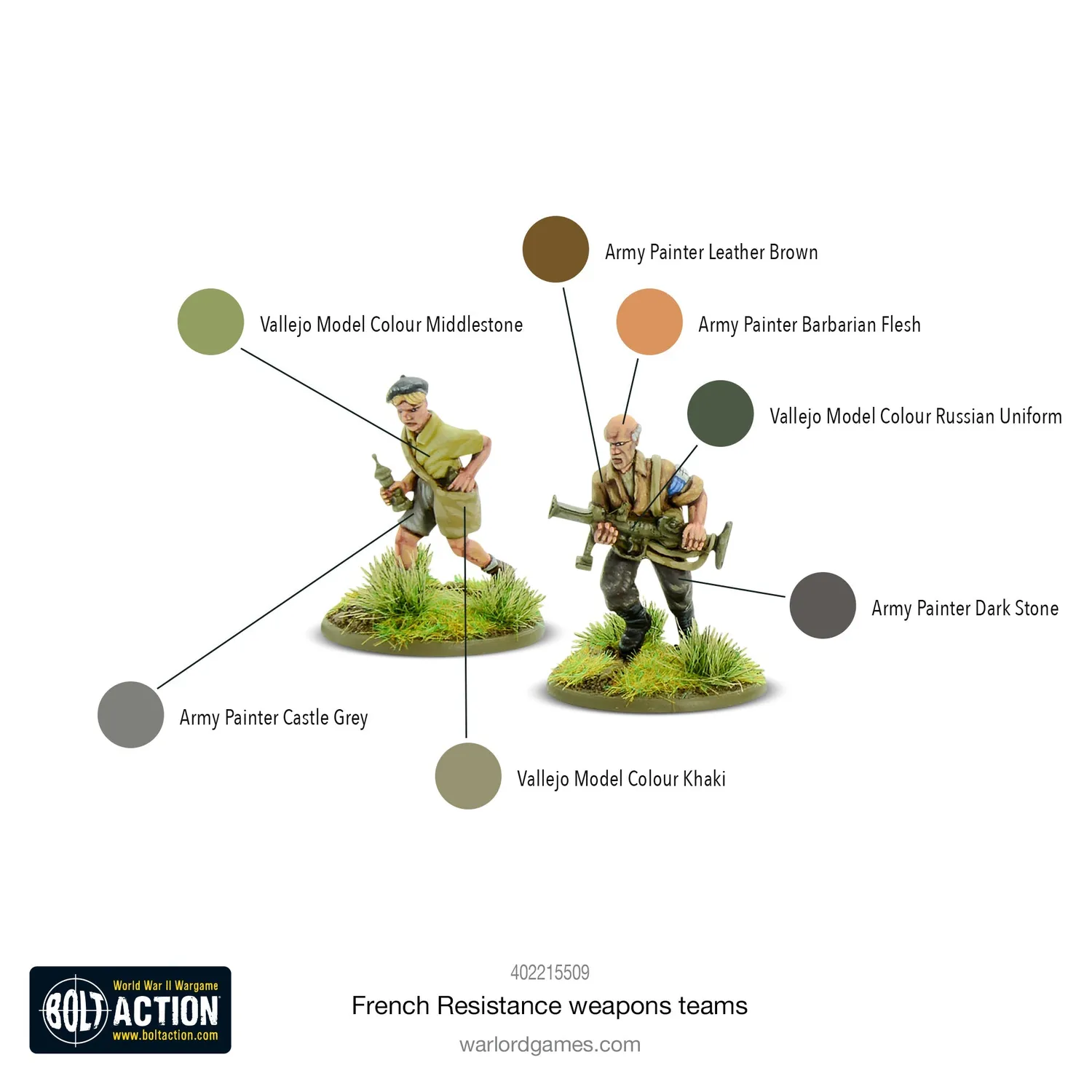 Bolt Action Résistance française équipes armes figurines