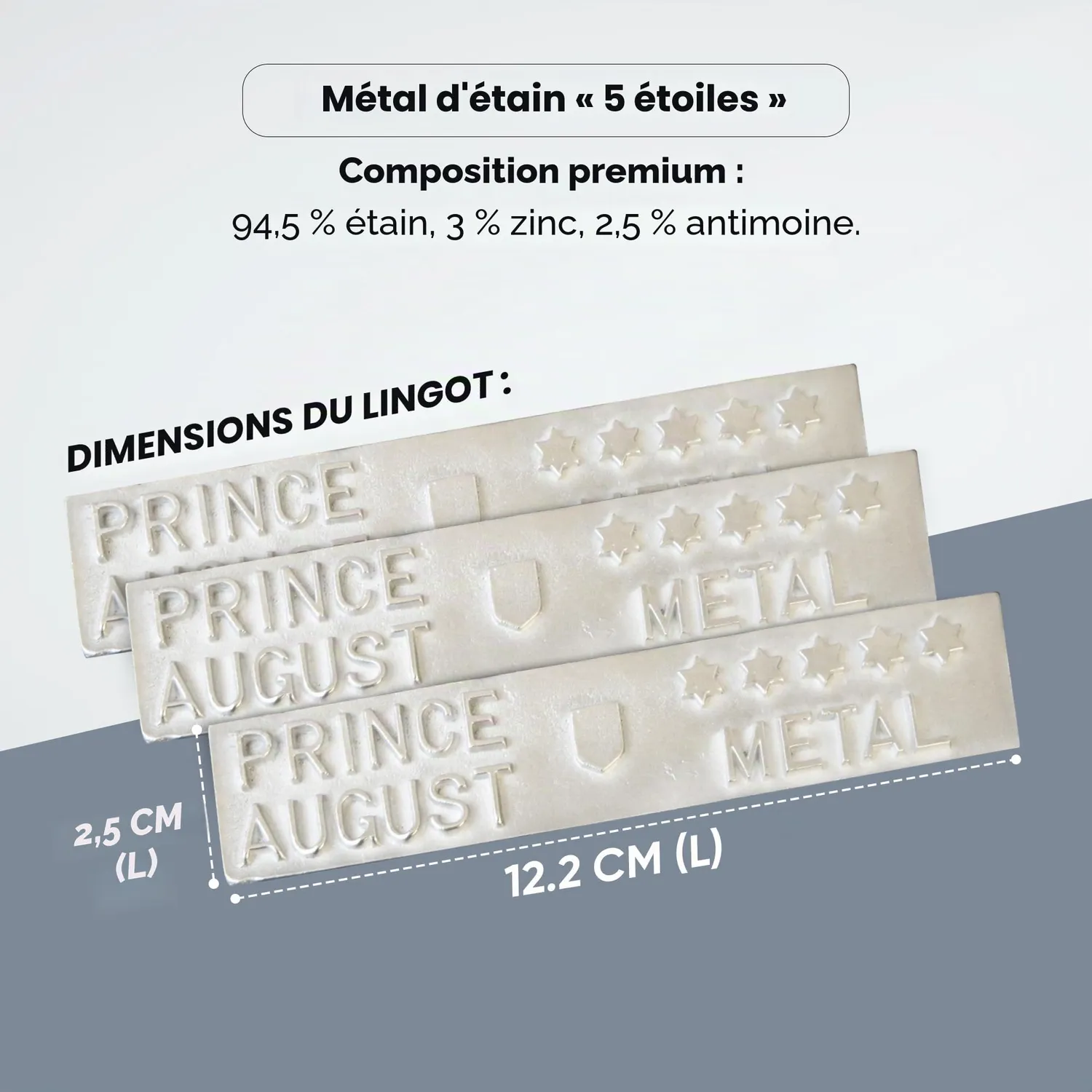 Prince August 5 Star PA2101 lingots d’étain 10 pièces 800 g