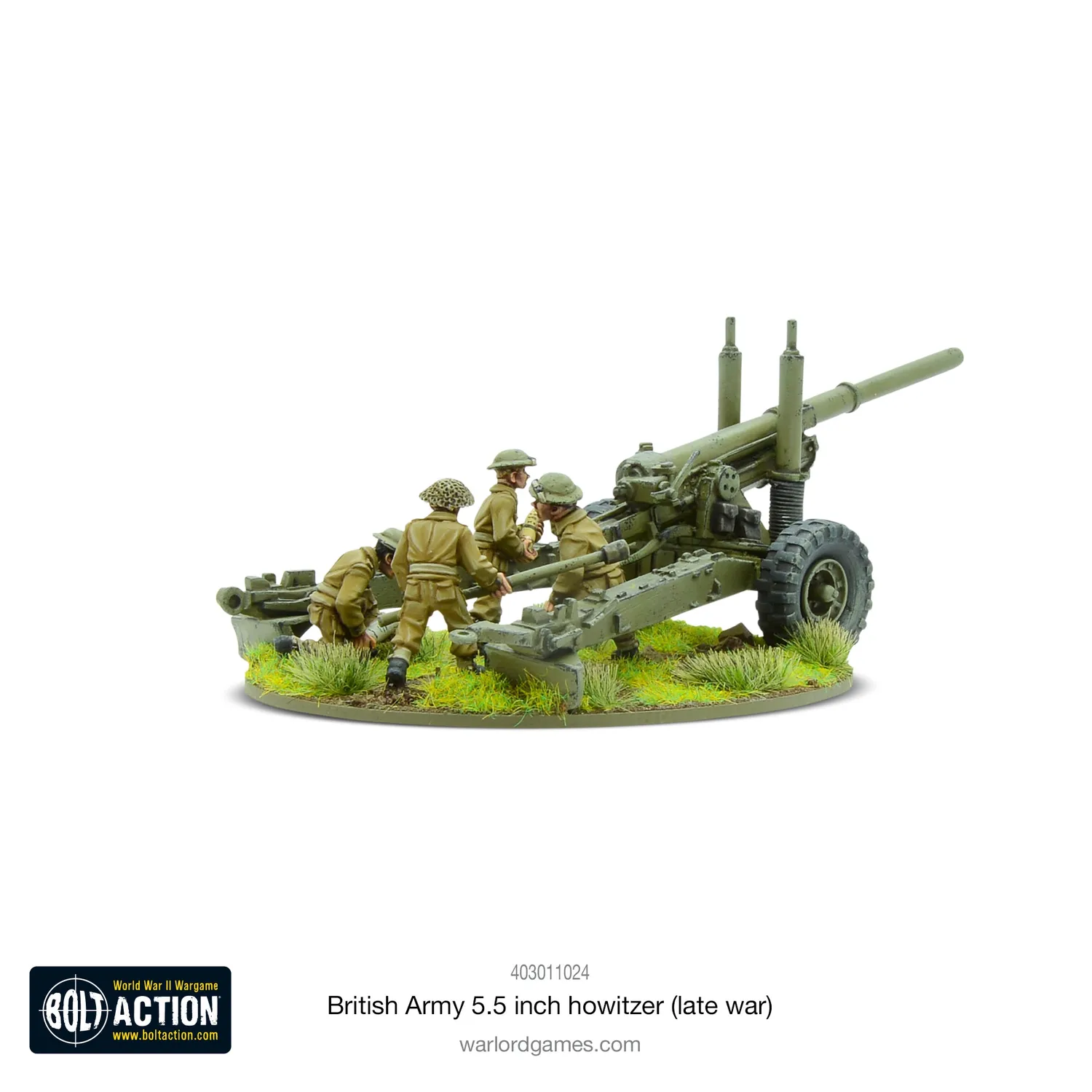 Bolt Action British Army 5.5 inch Howitzer Late War canon métal avec équipage