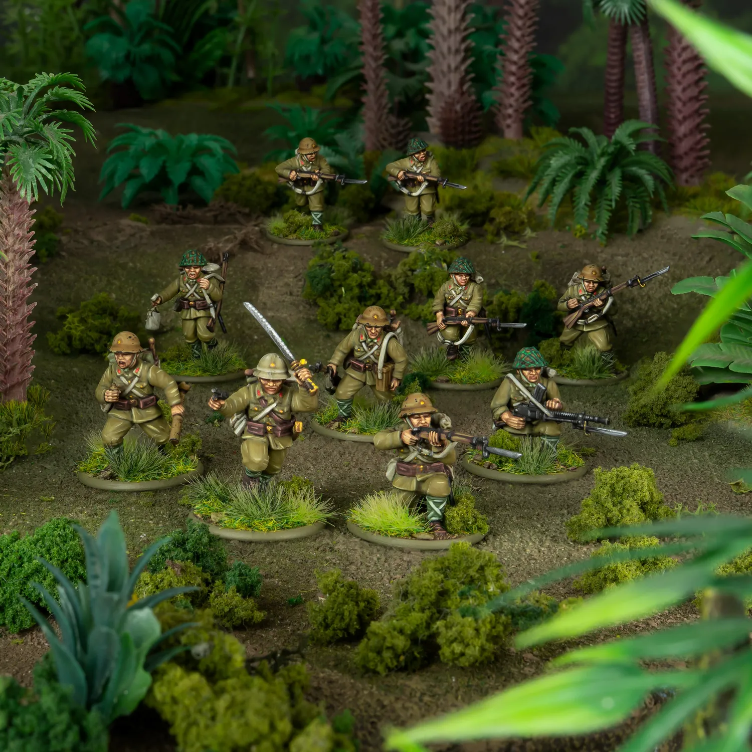 Bolt Action Japanese Infantry and Heavy Weapons Platoon figurines 60 pièces