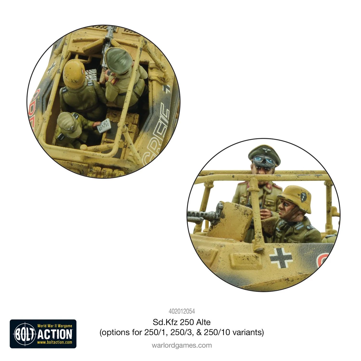 Bolt Action Sd.Kfz 250 Alte half-track plastique 3 versions