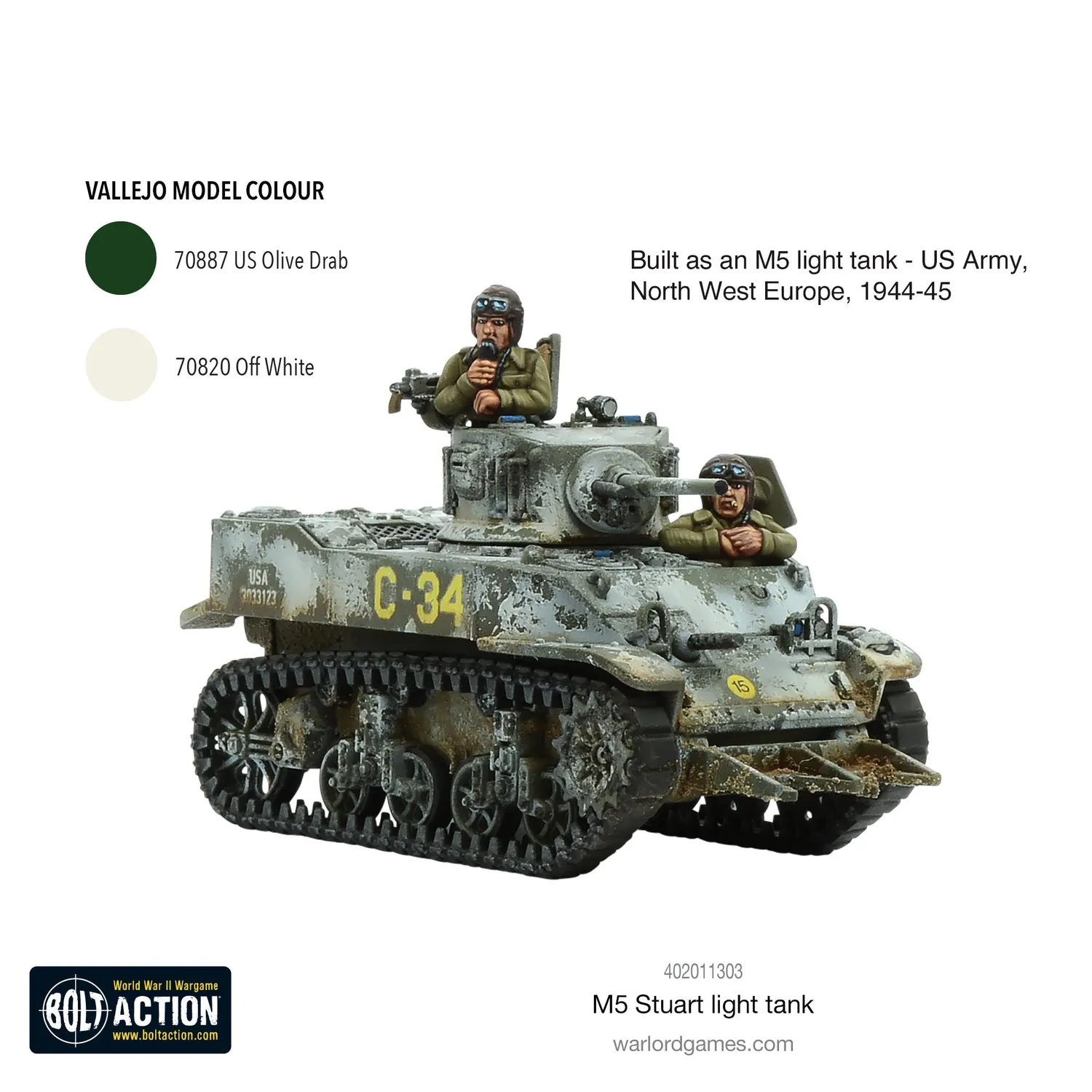 Bolt Action M5 Stuart char miniature plastique 1/56
