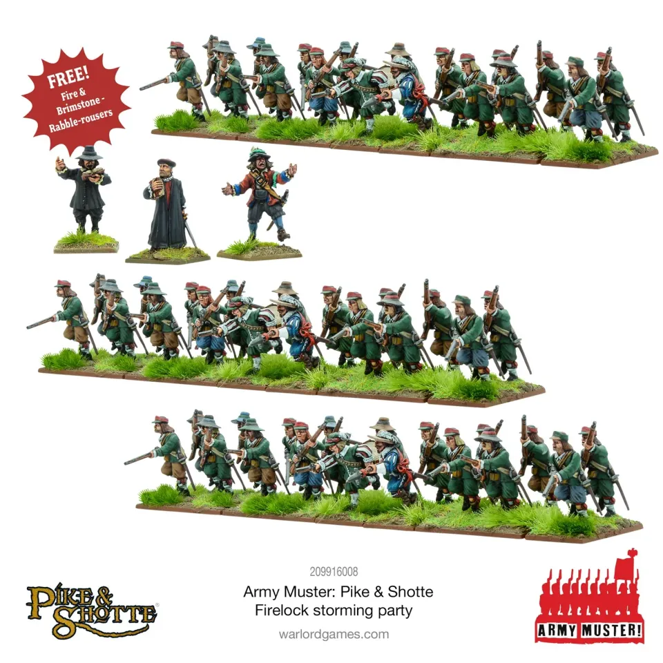 Bolt Action Pike & Shotte Army Muster Firelock Storming Party infanterie