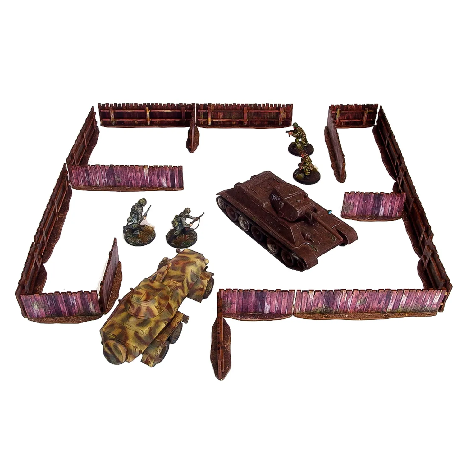 Bolt Action Ostfront Village Low Fence décor prépeint 18 sections