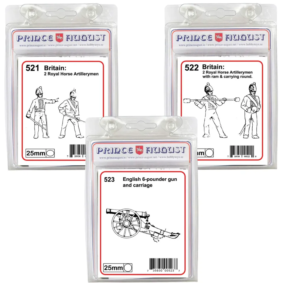 Prince August Artillerie Britannique Canon Lot 3 moules 25mm