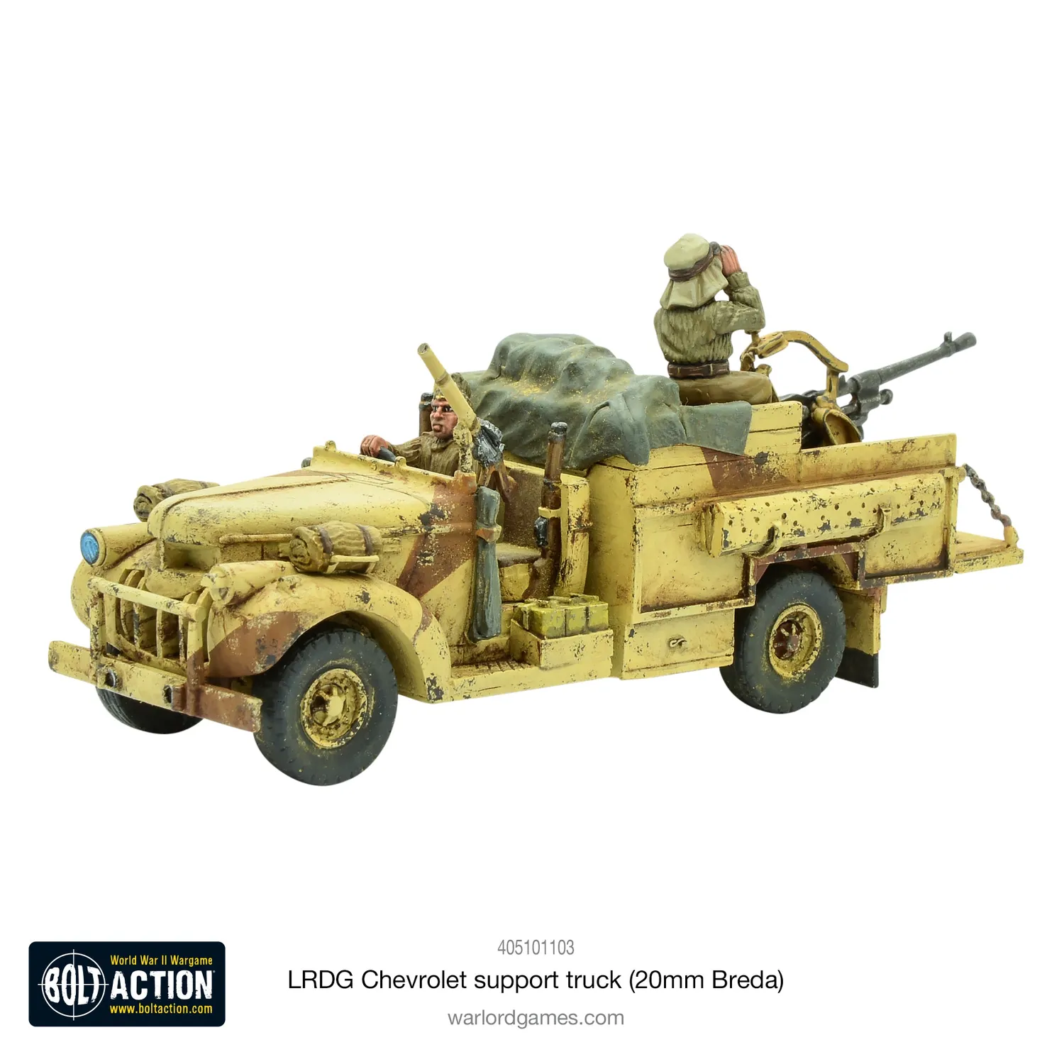 Bolt Action LRDG Chevrolet support truck 20mm Breda camion résine métal