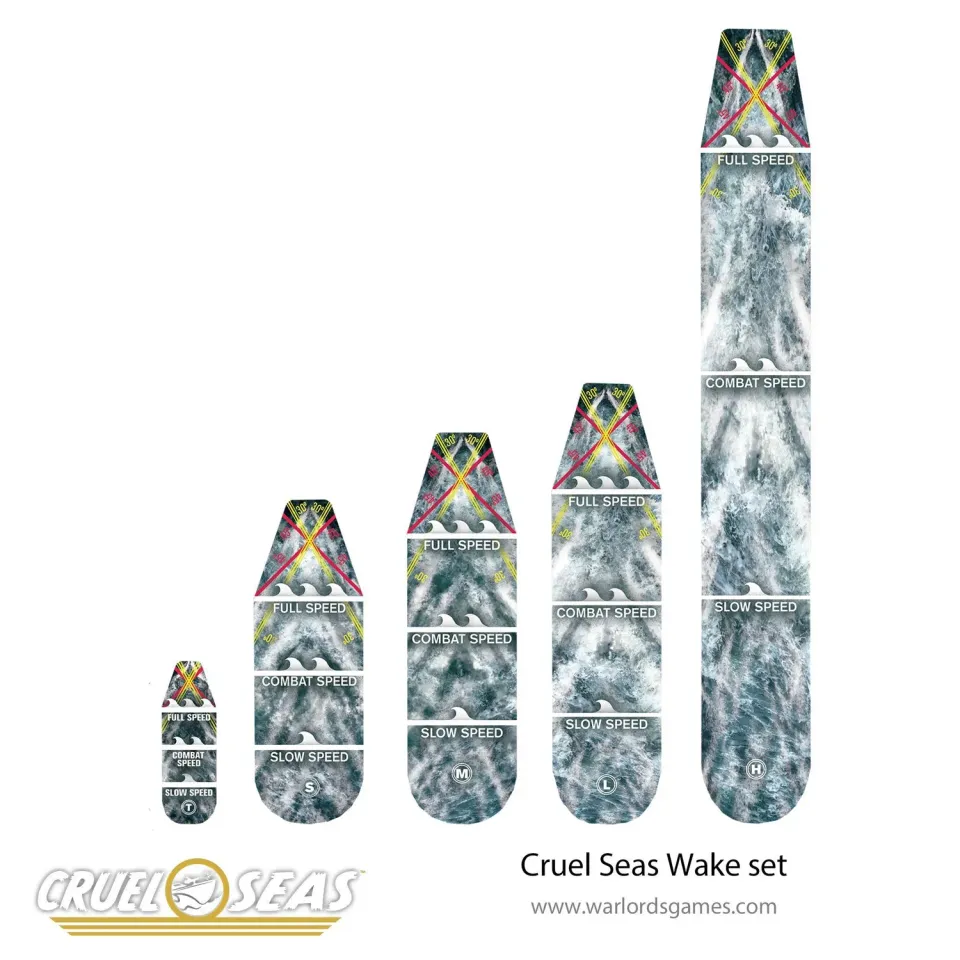 Bolt Action Cruel Seas Wake set marqueurs de sillage 5 tailles