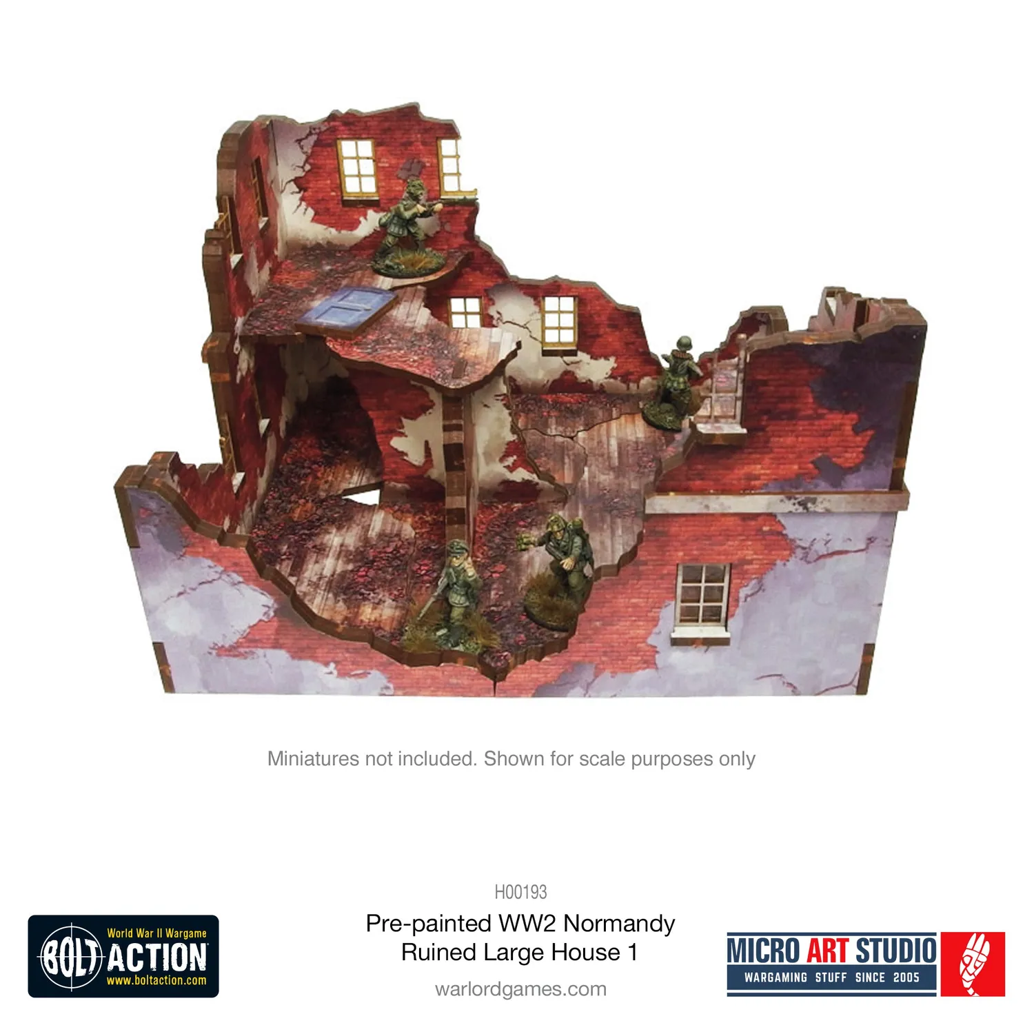 Bolt Action Normandie maison ruinée prépeinte MDF