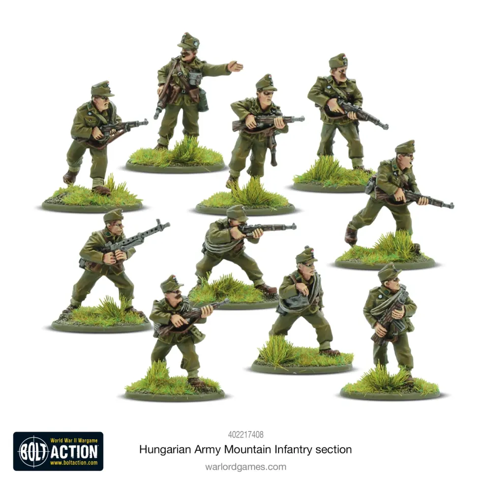 Bolt Action Hungarian Army Mountain Infantry Section 10 figurines métal