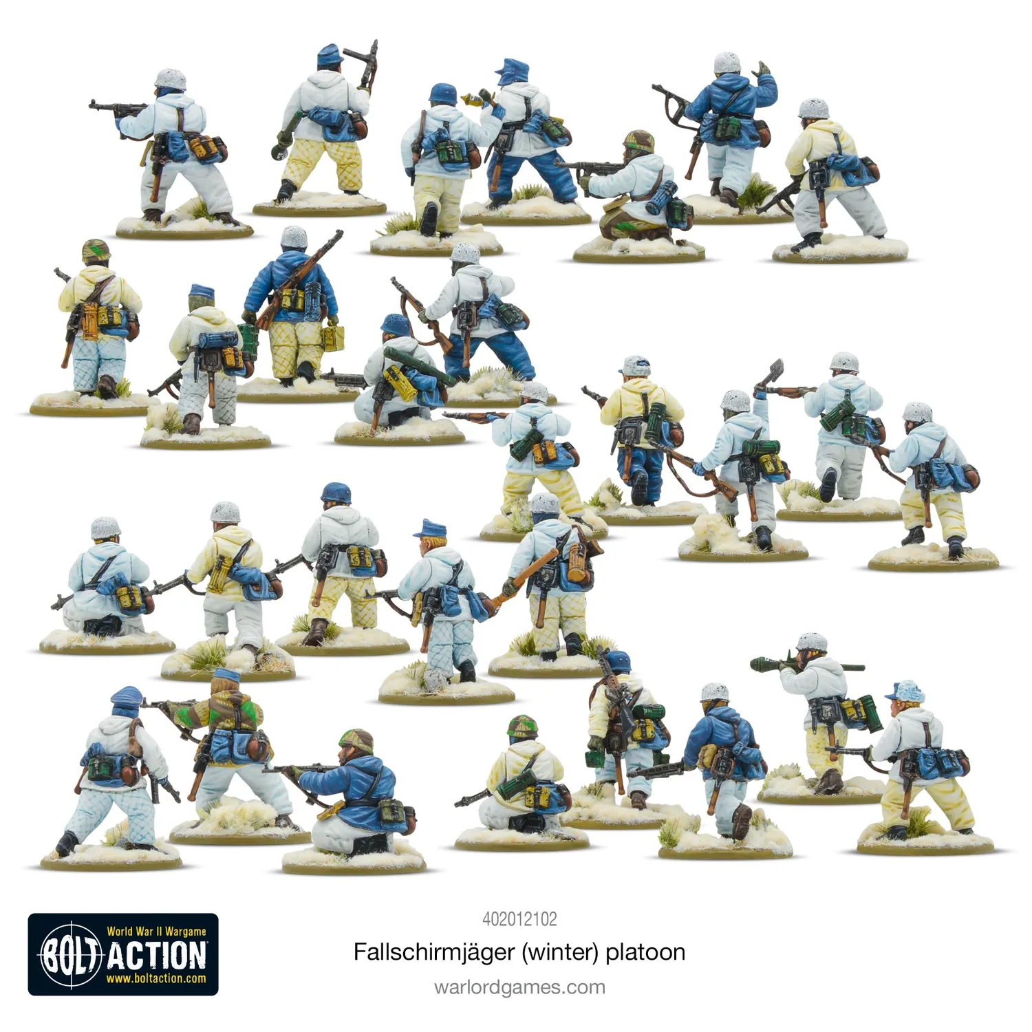 Bolt Action Fallschirmjäger (Winter) Platoon figurines 30 soldats plastique hiver