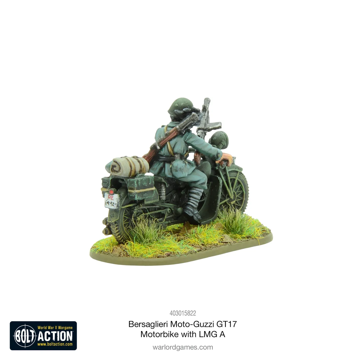 Bolt Action Bersaglieri Moto-Guzzi GT17 Motorbike with LMG A véhicule métal