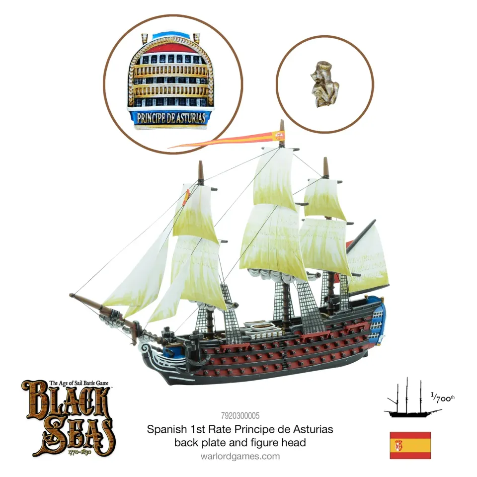 Bolt Action Black Seas 1st Rate Principe de Asturias proue métal