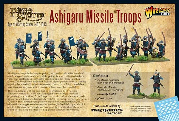 Bolt Action Pike & Shotte Ashigaru Missile Troops figurines plastique