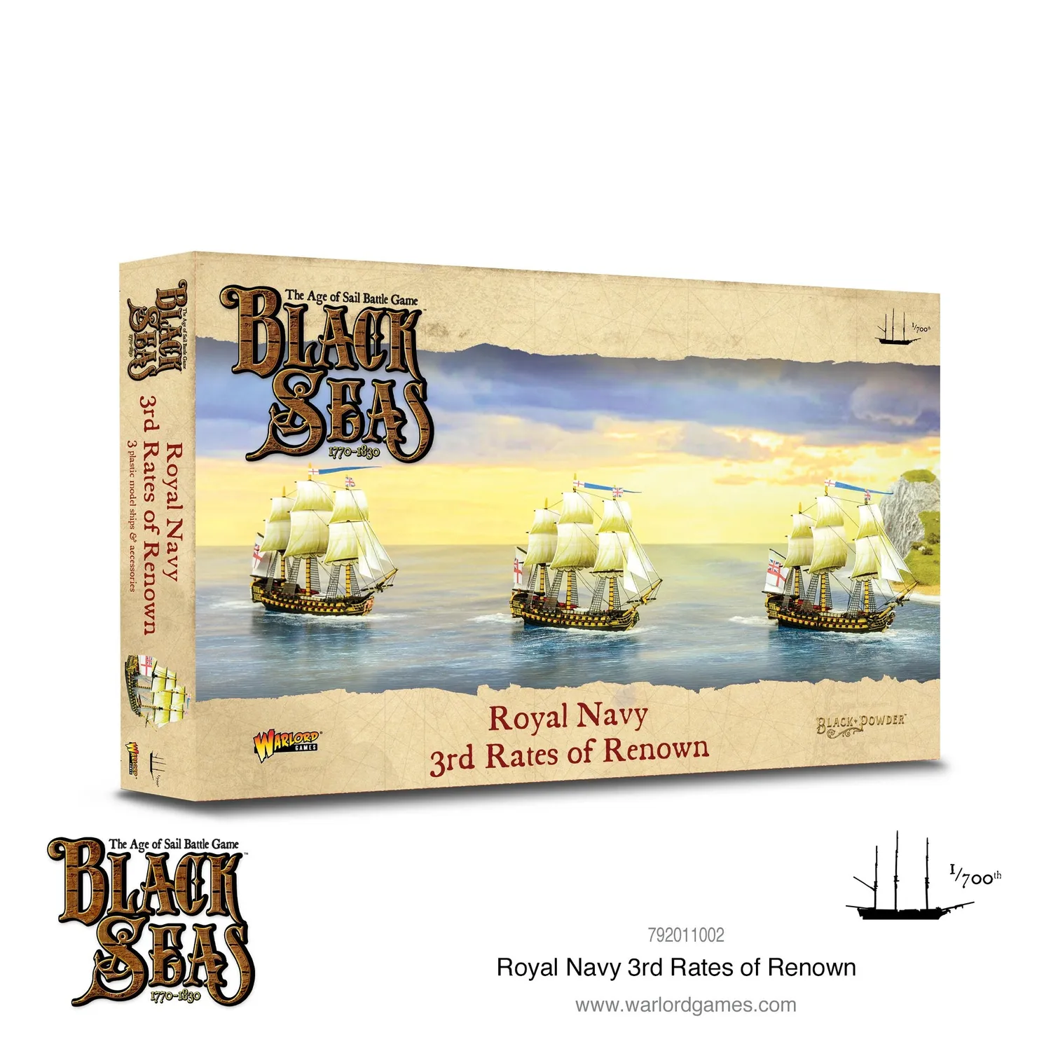Black Seas Royal Navy 3rd Rates of Renown navires 74 canons métal plastique