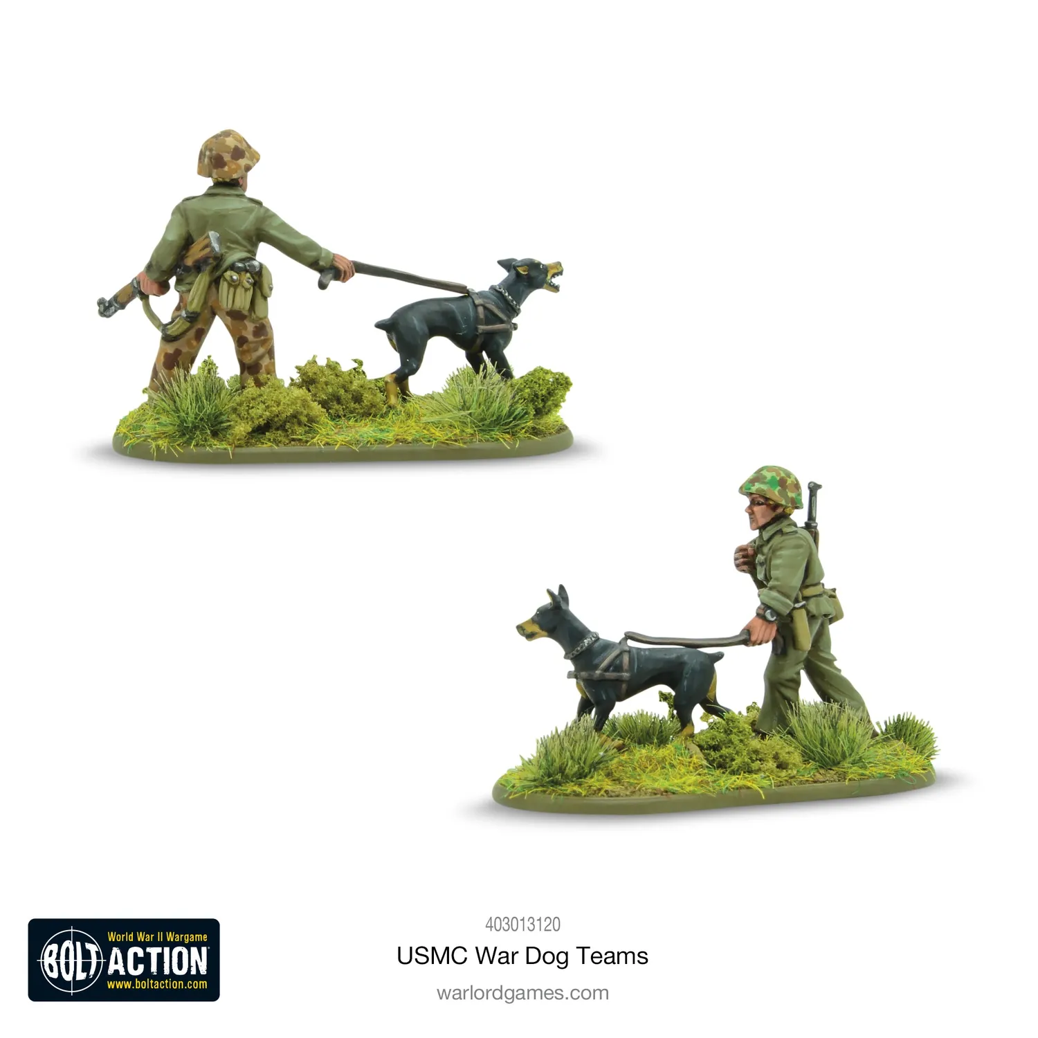 Bolt Action USMC War Dog Teams figurines métal