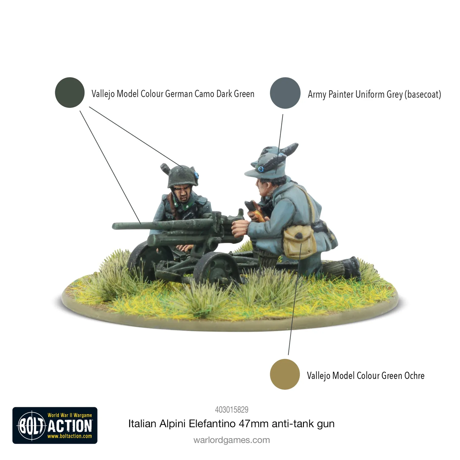 Bolt Action Italian Alpini Elefantino 47mm canon métal