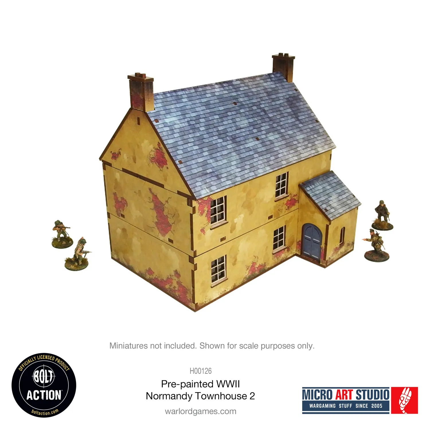 Bolt Action Pre-painted WW2 Normandy Townhouse 2 décor prépeint 28-30 mm