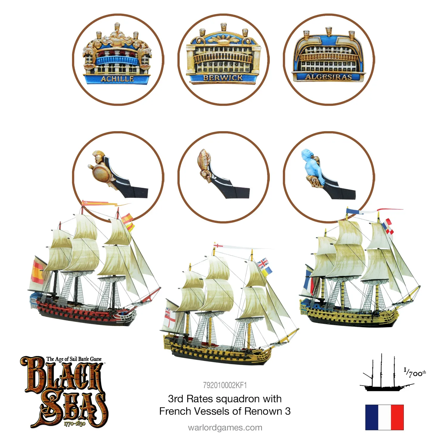 Black Seas escadre 3rd Rates vaisseaux français métal