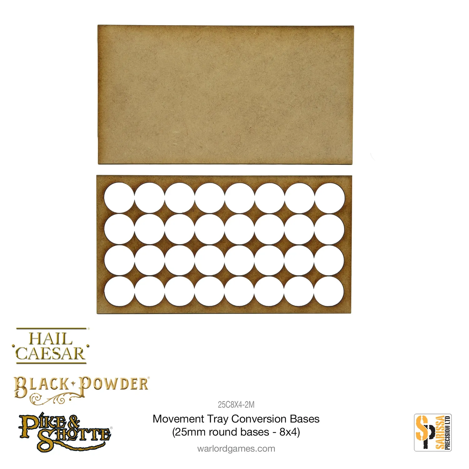 Bolt Action Bases Movement Tray Conversion Bases 25mm rond 8x4 MDF