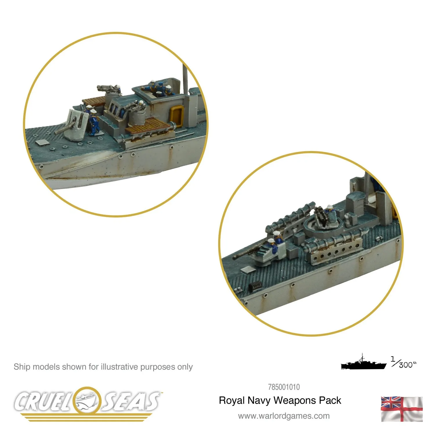 Bolt Action Cruel Seas Royal Navy weapons pack armes navales métal