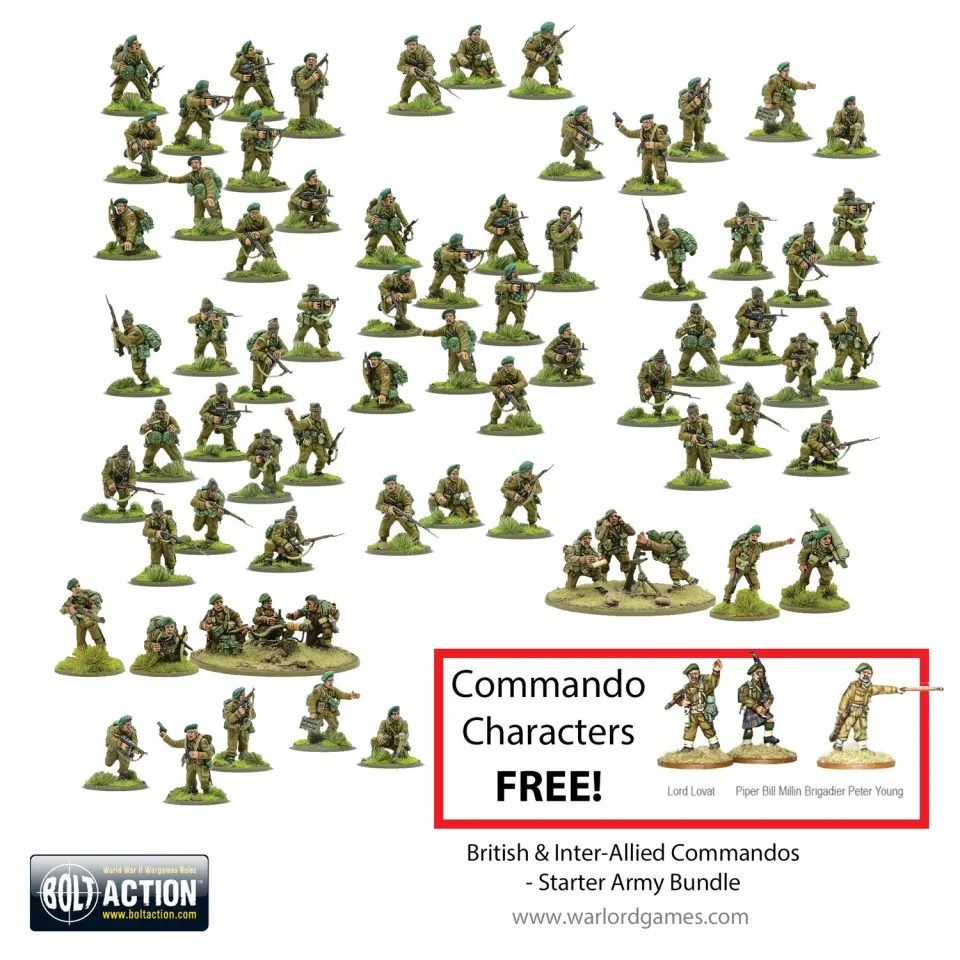 Bolt Action British & Inter-Allied Commandos Starter Army Bundle figurines