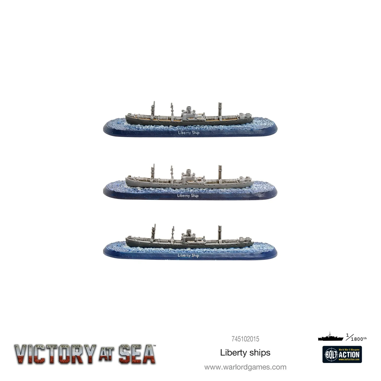Warlord Games Victory at Sea Liberty Ships 3 navires