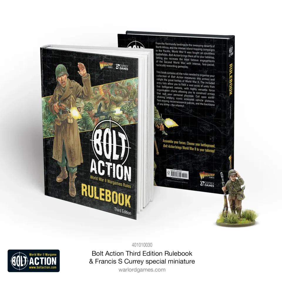 Bolt Action Third Edition livre de règles + figurine Currey