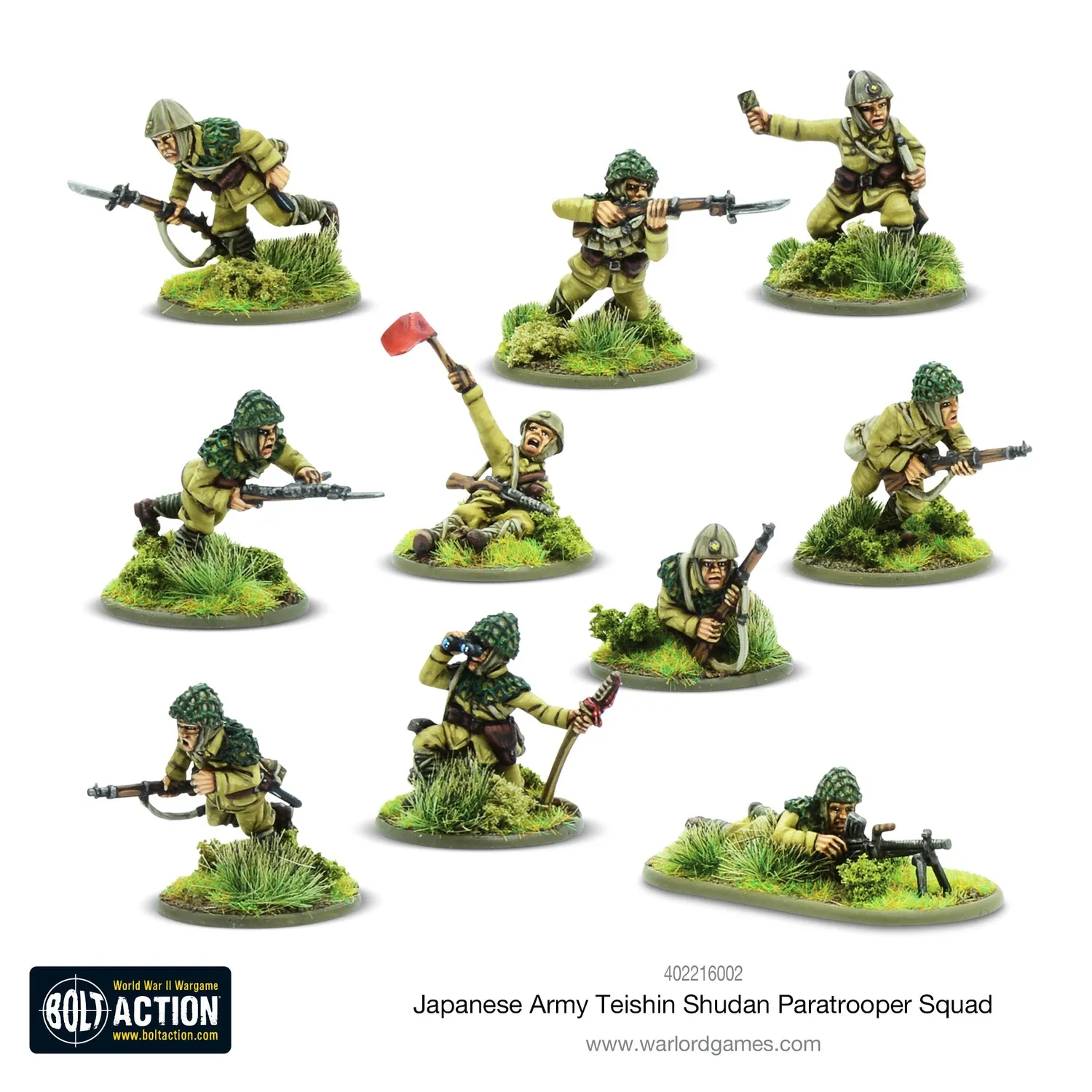Bolt Action Japanese Teishin Shudan Paratrooper Squad figurines métal
