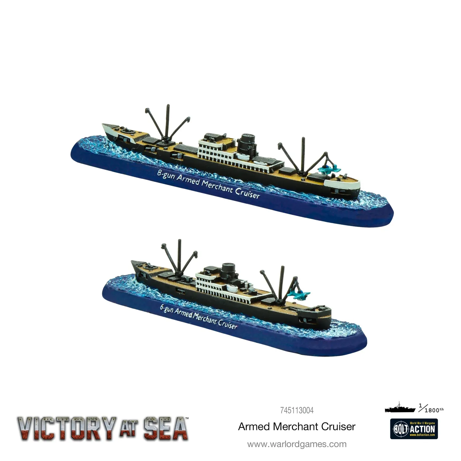 Victory at Sea Armed Merchant Cruisers navires résine x2
