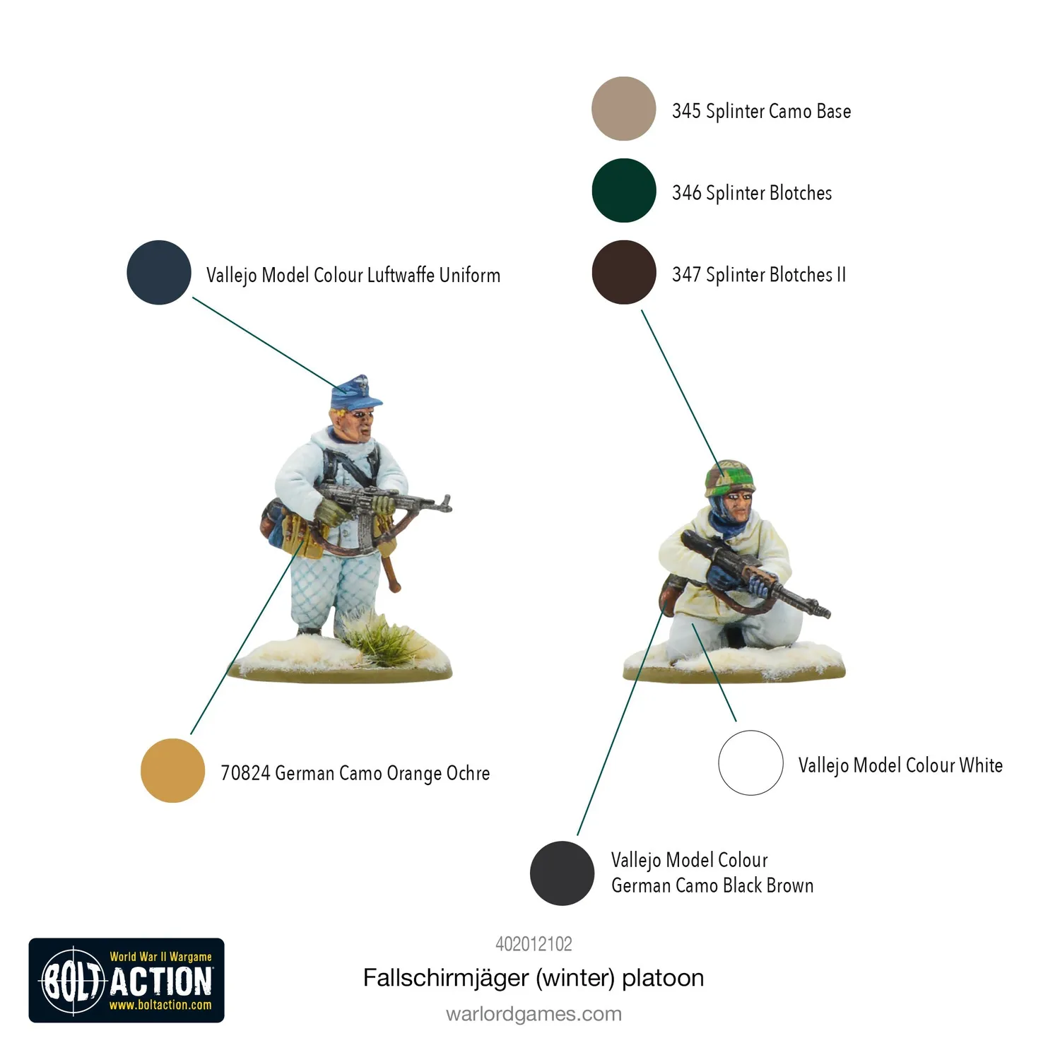 Bolt Action Fallschirmjäger (Winter) Platoon figurines 30 soldats plastique hiver