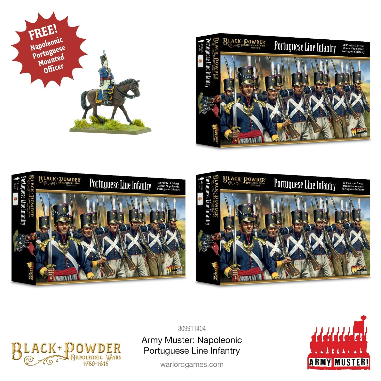 Bolt Action Army Muster Napoleonic Portuguese Line Infantry infanterie plastique